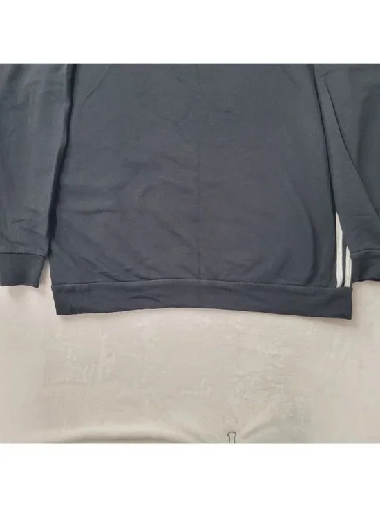 Adidas Center Logo Men's Black 3 Stripes Crew Neck Sweatshirt Size XL - Picture 6 of 10